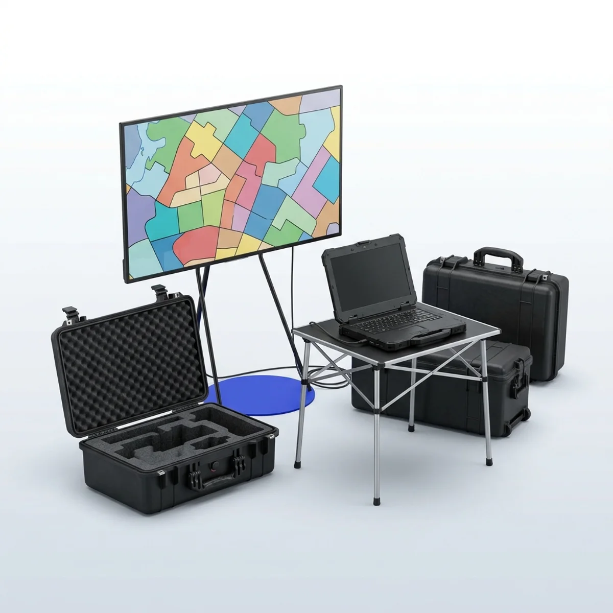Event Control Room kit: The board, the workstation and the link, in a case.