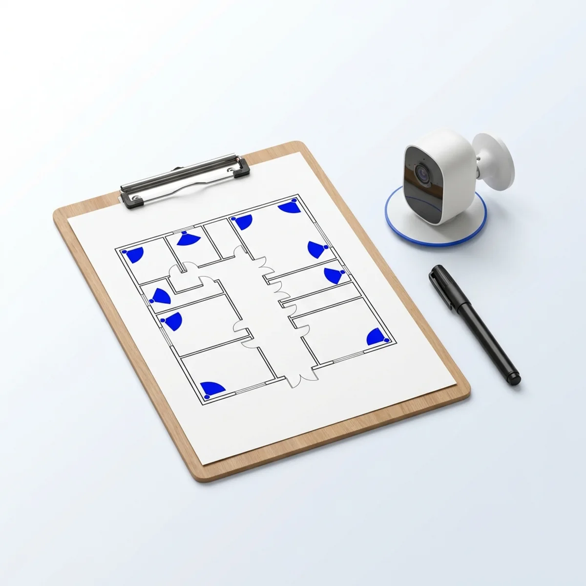 Security camera design & commissioning: The camera plan, the mounts, the alerts, signed off.